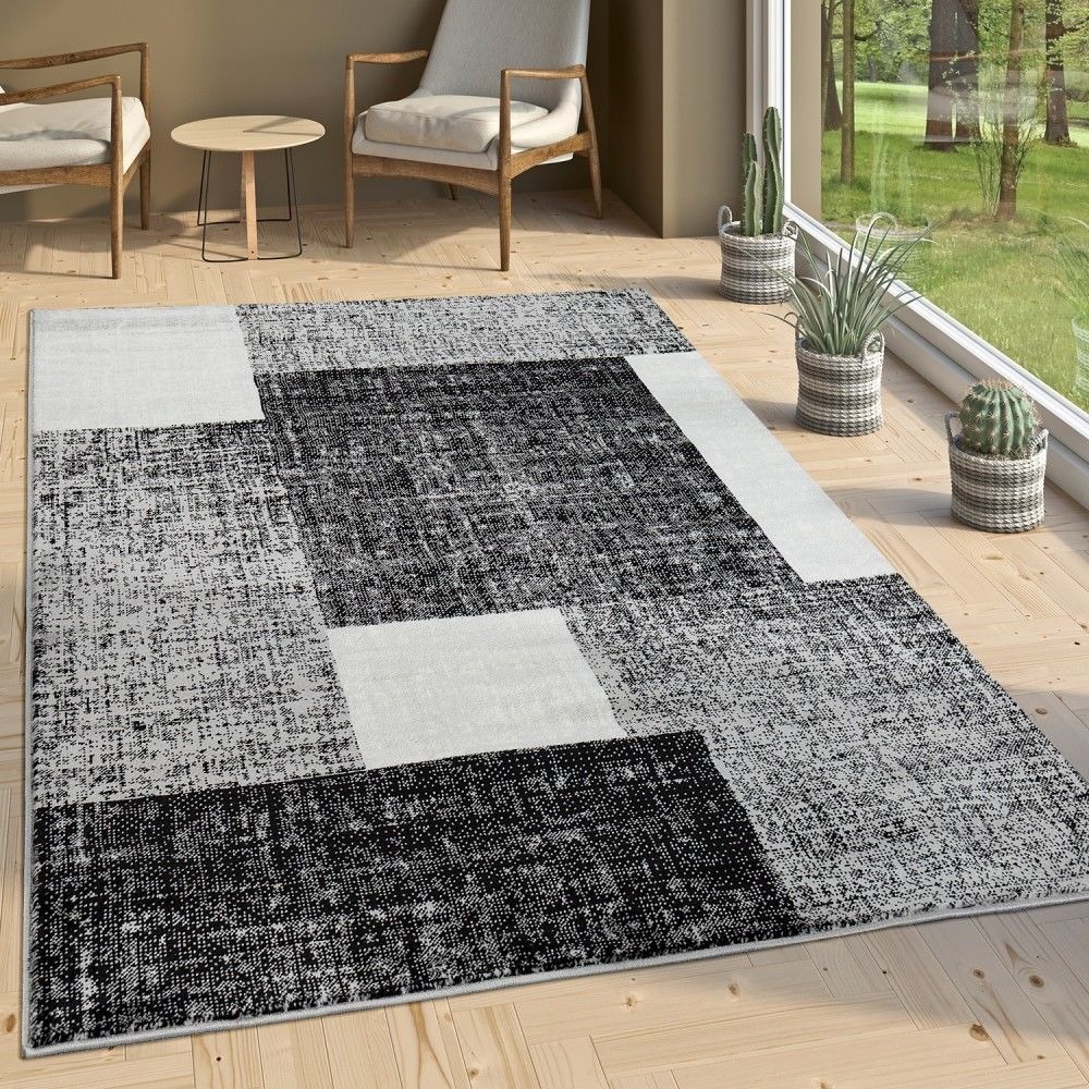 aanpassen Neerwaarts Legacy Modern tapijt Karo zwart grijs - Gratis verzending!